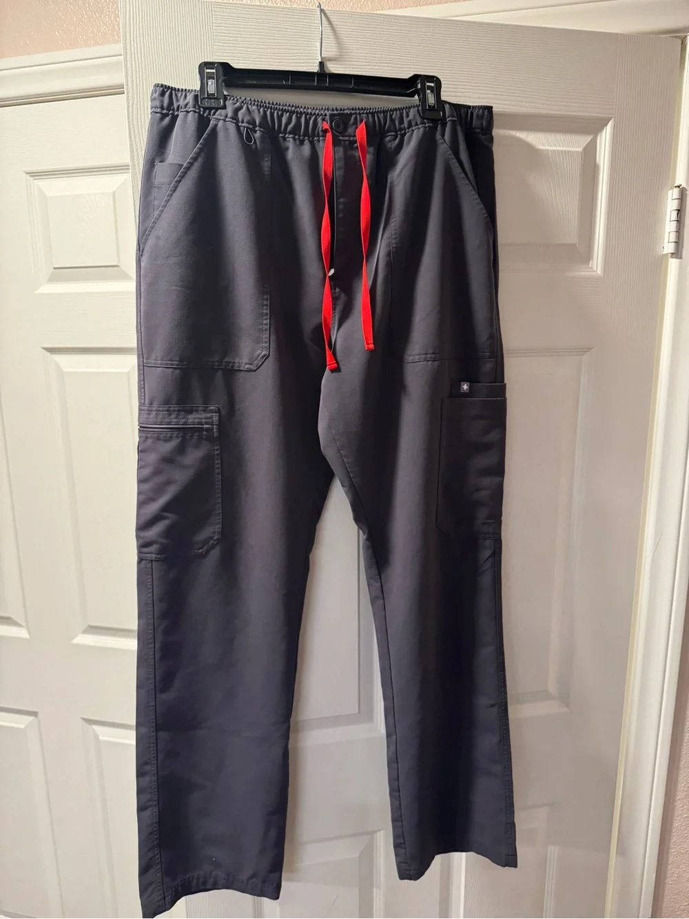 Figs Men's Charcoal Jogger Pants with Red Drawstring